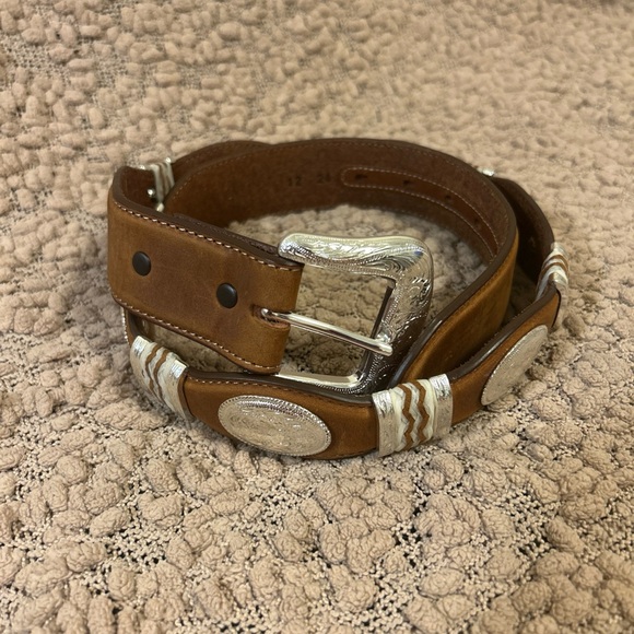 Tony Lama Other - Leegin Leather Products Mens Oiled Scalloped Belt 34 Brown